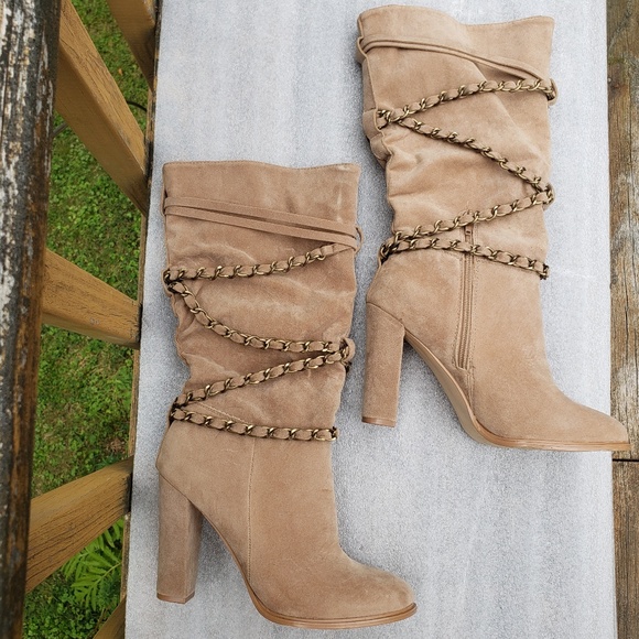 Alexus by shoedazzle, Beige faux suede calf boots - Picture 8 of 8